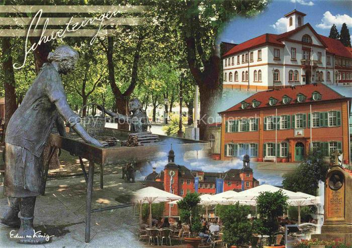 Schwetzingen BW Spargelfrau-Skulptur Rathaus Palais-Hirsch Schlossplatz Hebelgra