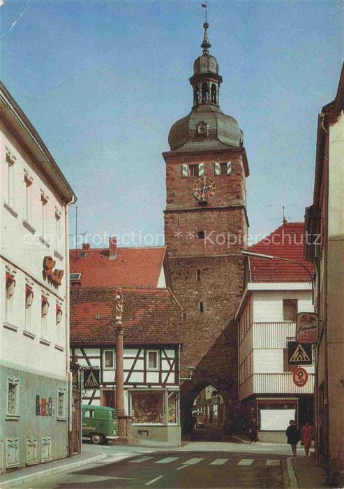 Buchen Odenwald Stadtturm Fachwerk Uhrturm Stadttor VW-Bus Mariensaeule Altstadt