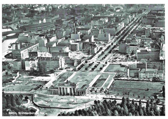 BERLIN CITY Brandenburger-Tor Luftbild Unter-den-Linden Mauer Fliegeraufnahme S