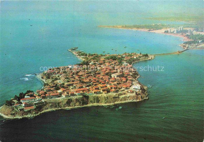 Nessebar Nessebyr Nessebre BG Luftaufnahme Altstadt Halbinsel Schwarzes-Meer Rot