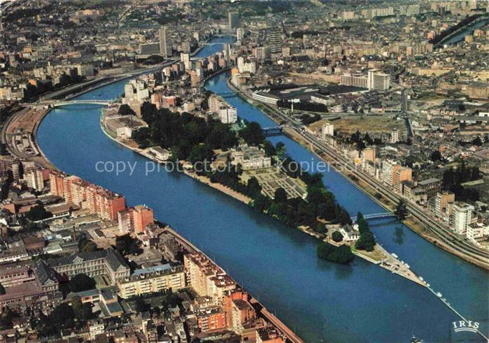 LIEGE Luettich Luik Belgie Luftaufnahme Maas Insel Innenstadt Hochhaeuser Bruec