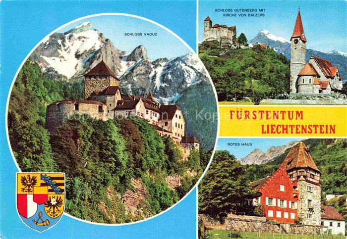 LIECHTENSTEIN FueRSTENTUM Schloss-Vaduz Schloss-Gutenberg Kirche-Balzers Rotes-H
