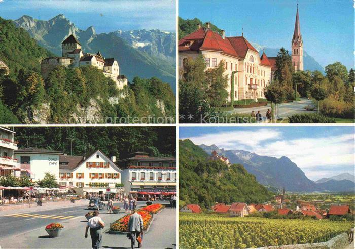 Vaduz Liechtenstein FL Schloss-Vaduz Regierungsgebaeude Kirche Staedtle Weinberg