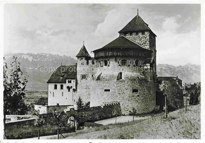 Vaduz Liechtenstein FL Schloss-Vaduz Bergfried Burgturm Burgmauer Alpen