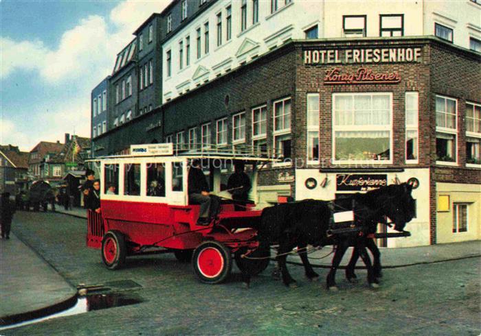 JUIST Nordseebad Pferde-Omnibus Hotel-Friesenhof Koenig-Pilsener Pferde Kutsche
