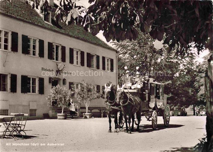 Allach MueNCHEN Bayern Wirtschaft-Aumeister Postkutsche Pferdekutsche Biergarten