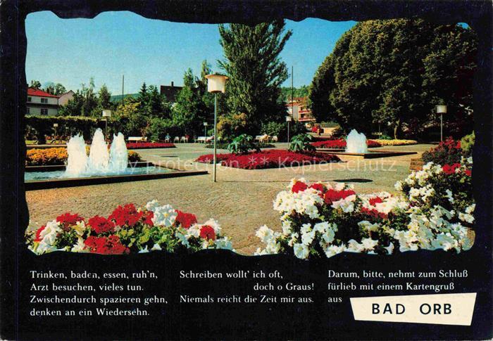 BAD ORB Hessen Salinemplatz Kurpark Springbrunnen Blumenbeete Kurgarten Spessart