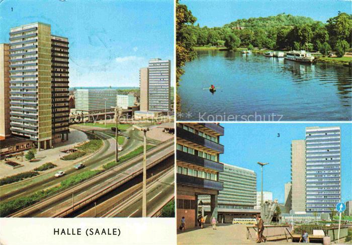 HALLE SAALE Hochstrasse Ernst-Thaelmann-Platz Saalepartie Plattenbau Saale Flus