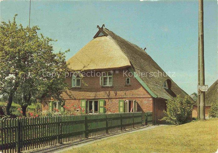 Ahrenshoop Ostseebad Bauernhaus Reetdach Backstein Zaun Rosen Ostsee DDR