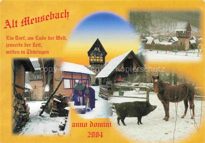 Meusebach Thueringen Mittelalterdorf-Alt-Meusebach Koehlerei Fachwerk Schnee Win
