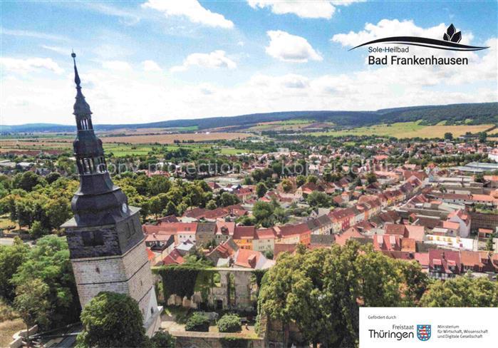 Bad Frankenhausen Thueringen Sole-Heilbad Kirchturm Fliegeraufnahme Stadtpanoram