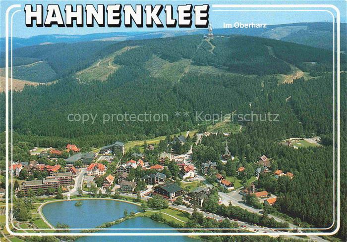 Hahnenklee-Bockswiese Harz Oberharz Fliegeraufnahme See Wald Nadelwald Skigebiet