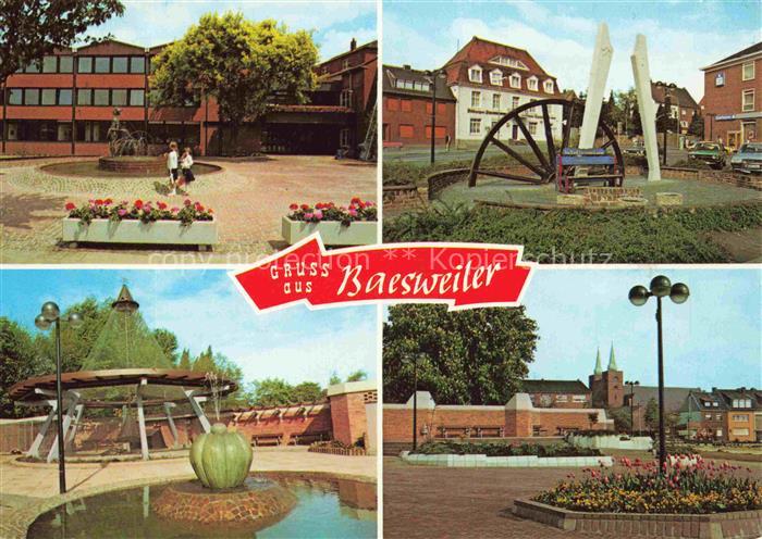Baesweiler Brunnen Skulptur Platz Rathaus Kirche Blumen