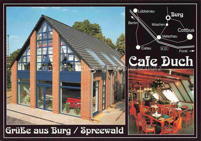 Burg Spreewald Brandenburg Cafe-Duch Gaststaette Innenraum Spreewald Hafen Lagep