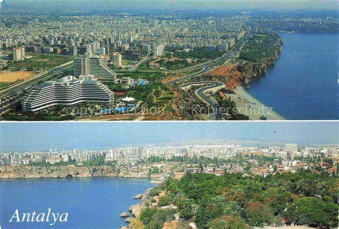 Antalya TK Stadtansicht Mittelmeer Kueste Hotel Klippen Strand Hochhaeuser