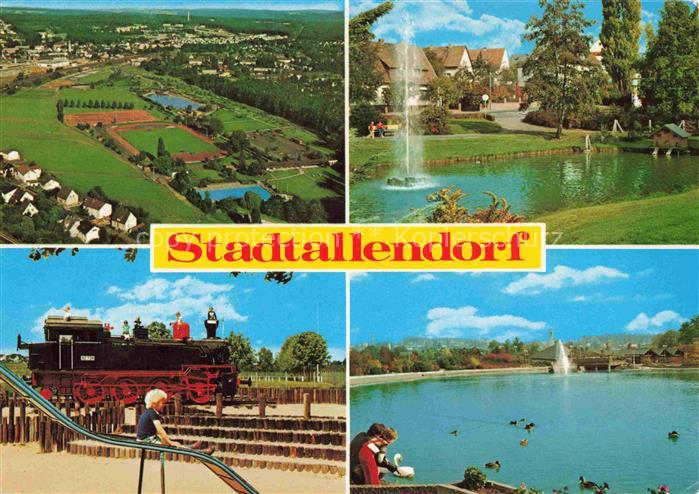 Stadtallendorf Stadt Allendorf Hessen Luftbild Stadtpark Springbrunnen Teich Ent