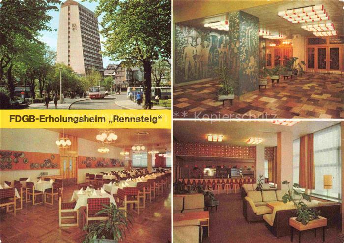 Oberhof Thueringen FDGB-Erholungsheim-Rennsteig Hochhaus Empfang Speisesaal Bar