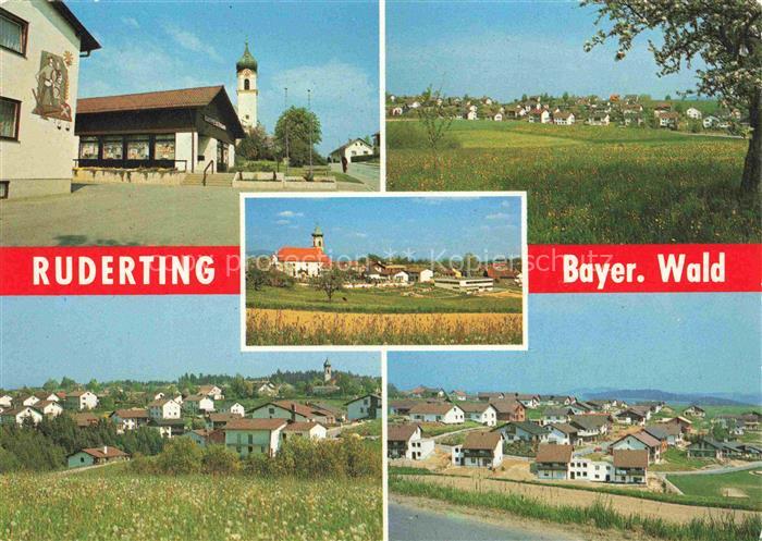 Ruderting Kirche Dorfansicht Ortsansicht Felder Haeuser Bayerischer-Wald Mehrbil