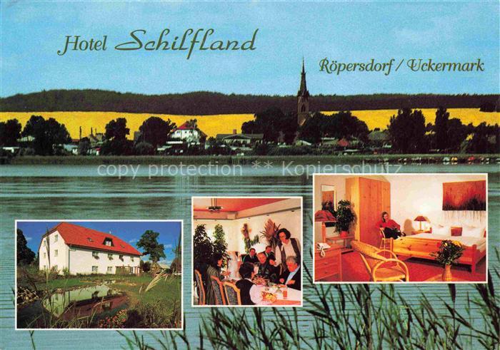 Roepersdorf Hotel-Schilfland See Kirche Rapsfeld Gastraum Schlafzimmer Uckermark