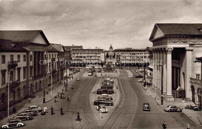 Gruenwettersbach KARLSRUHE BW Marktplatz Strassenbahn Denkmal Saeulengebaeude Au