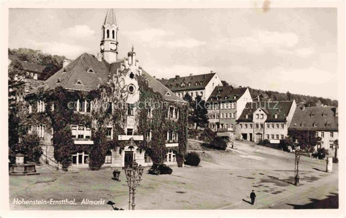 Hohenstein-Ernstthal Sachsen Altmarkt Rathaus Kirchturm Marktplatz Fahrzeug Pass