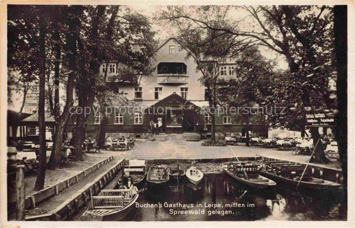 Leipe Luebbenau Spreewald Brandenburg Gasthaus-Buchan Spreewald Kaehne Kanal Gas