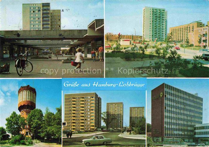 Lohbruegge Hamburg Wasserturm Hochhaeuser Einkaufszentrum Neubausiedlung Strasse