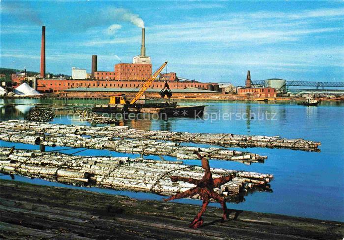 Timra Sweden oestrands-fabriker Industriewerk Holzfloesse Hafen Schornsteine Kra