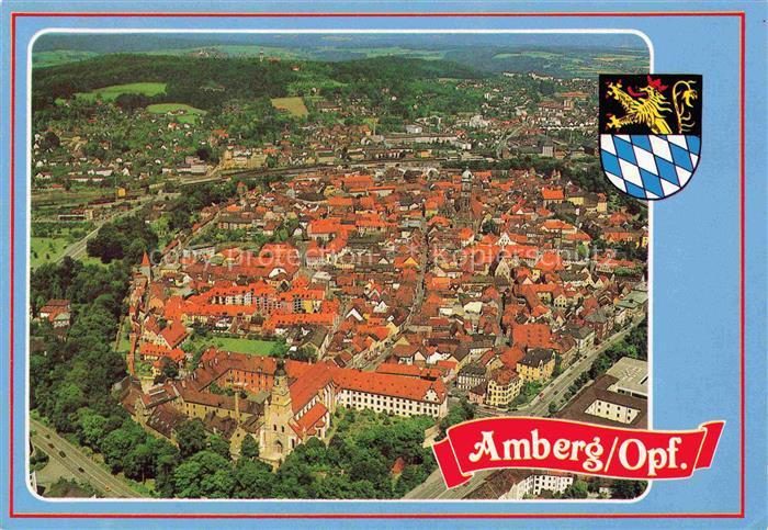 Amberg Oberpfalz Altstadt Stadtmauer Kirche Oberpfalz Dachlandschaft Wappen