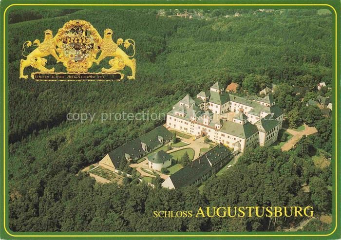 Augustusburg (Schloss) Sachsen Fliegeraufnahme Schloss Erzgebirge Wald Schlossan