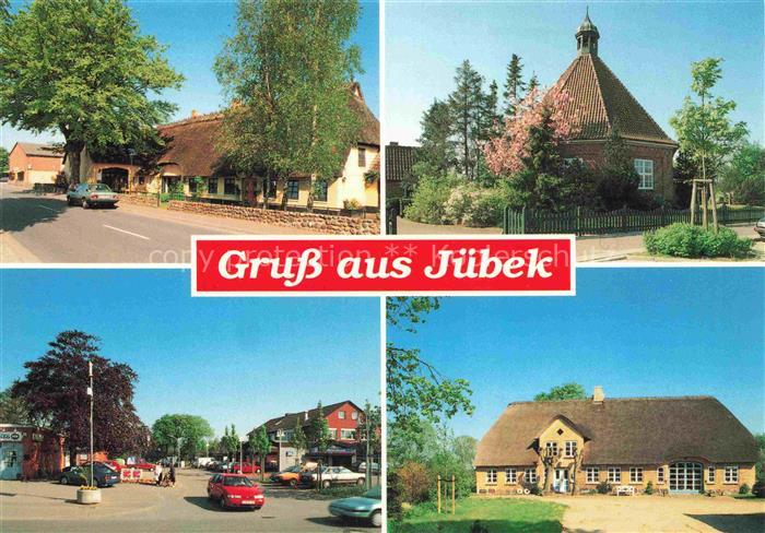 Juebek Schleswig-Flensburg Schleswig-Holstein Reetdachhaus Kirche Ortsmitte Dorf