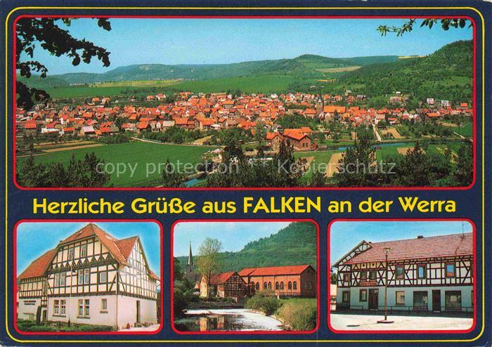 Falken Werra Treffurt Wartburgkreis Thueringen Werra Fachwerk Panorama Industrie