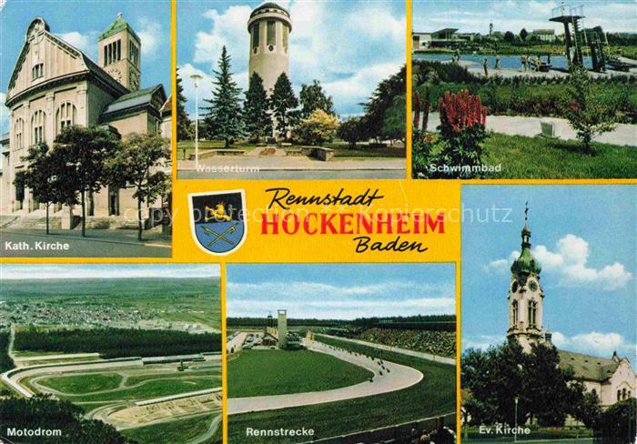 Hockenheim HEIDELBERG BW Rennstrecke Motodrom Kath-Kirche Ev-Kirche Wasserturm S