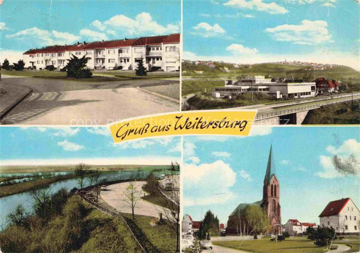 Weitersburg Mayen-Koblenz Rheinland-Pfalz Kirche Wohnhaeuser Bruecke Rhein Fried