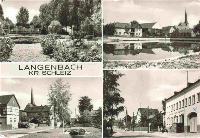 Langenbach Muehltroff Pausa Schleiz Vogtlandkreis Sachsen Park Dorfteich Kirche