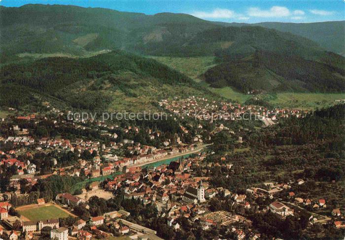 Gernsbach Murgtal BW Luftbild Murgtal Murg Fluss Kirche Sportplatz Schwarzwald B