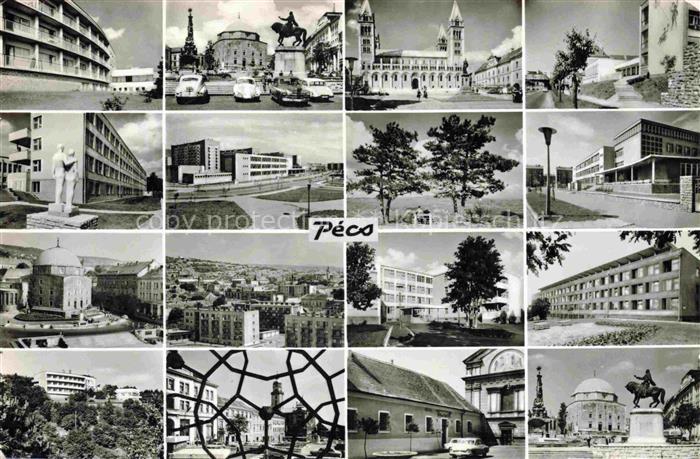 PECS Fuenfkirchen HU Dom Reiterstandbild Kathedrale Platz Stadtpanorama Moschee