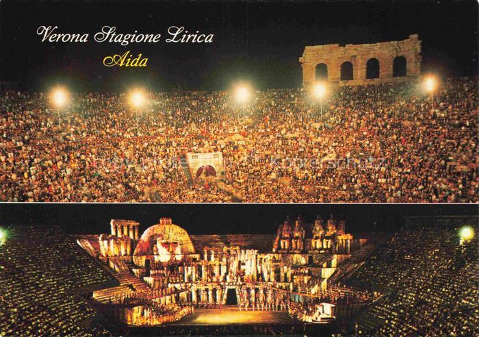 VERONA Veneto IT Arena-di-Verona Stagione-Lirica Aida Oper Amphitheater Nachtau
