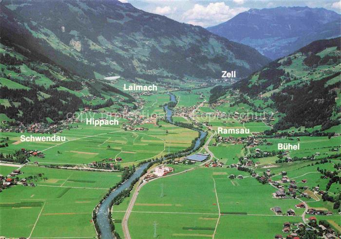 Hippach Zillertal Tirol AT Zillertal Fliegeraufnahme Schwendau Laimach Ramsau Bu