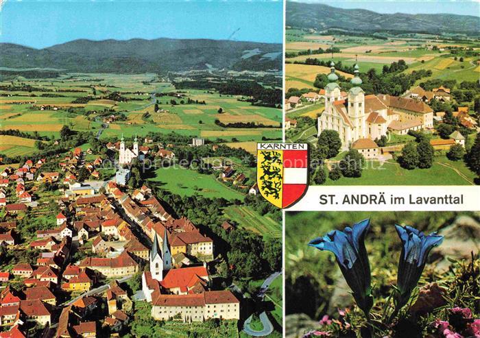 St Andrae Lavanttal Kaernten AT Lavanttal Koralpe Luftbild Wallfahrtskirche-Mari