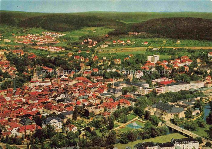 BAD KIssINGEN Luftbild Stadtansicht Kirche Altstadt Kurgarten Fluss Huegel Kurpa