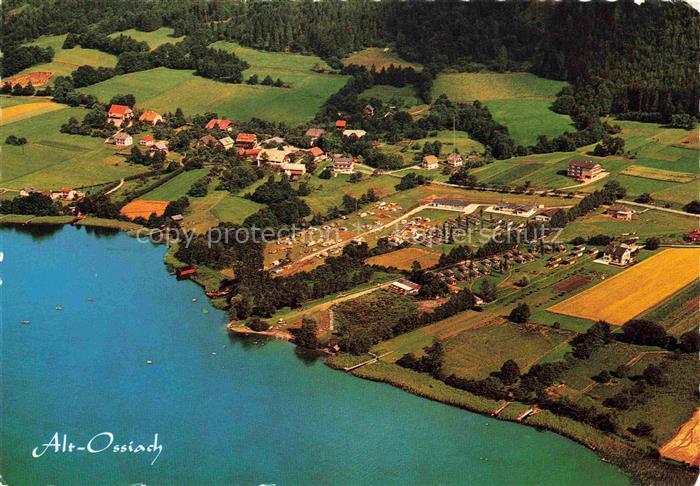 Alt-Ossiach Kaernten AT Ossiach-am-See Fliegeraufnahme Campingplatz See Wiesen D