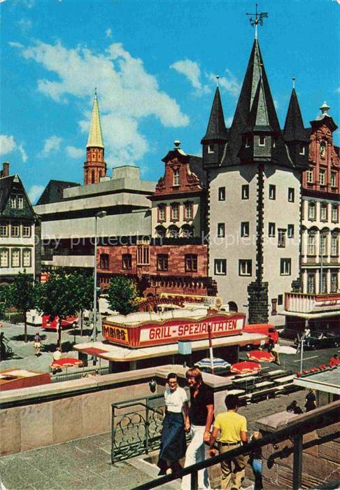 FRANKFURT AM MAIN Roemerberg Innenstadt Turm Kirchturm Grill-Spezialitaeten Pass