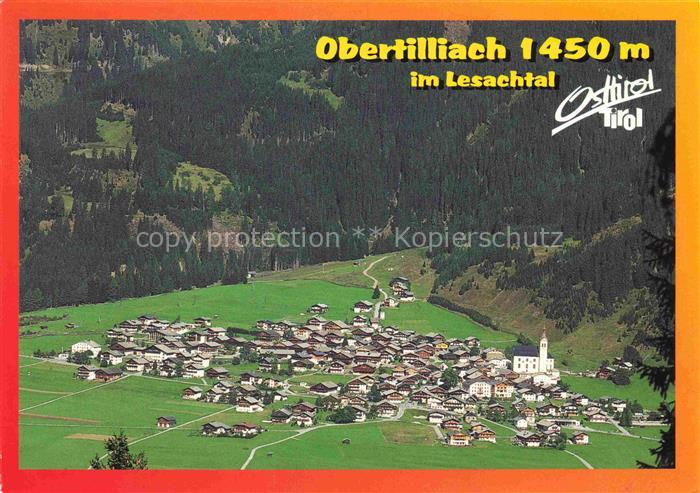 Gaerberbach Obertilliach Tirol AT Lesachtal Fliegeraufnahme Dorf Kirche Bergwald