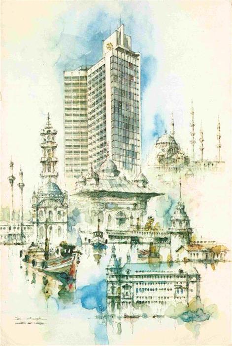 ISTANBUL Constantinopel TK Sheraton-Hotel Moscheen Minarette Kuppeln Bosporus Aq