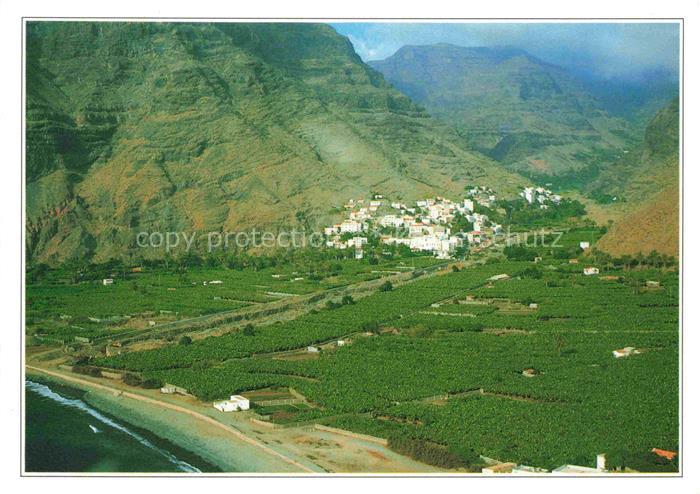 Valle Gran Rey La Gomera Islas Canarias ES Luftbild Tal Bananenplantagen Dorf Be