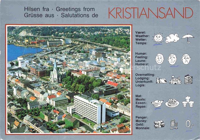 Kristiansand Norge Sentrum Luftaufnahme Kirche Hafen Stadtansicht Innenstadt