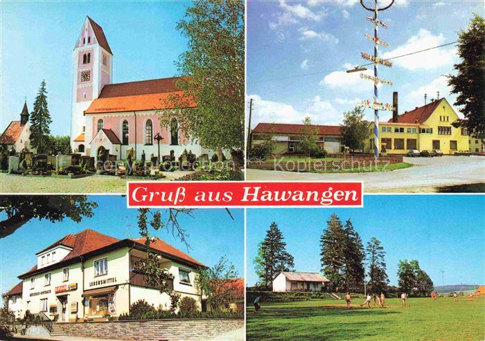 Hawangen Unterallgaeu Bayern Kirche Friedhof Maibaum Lebensmittel-Baeckerei Dorf