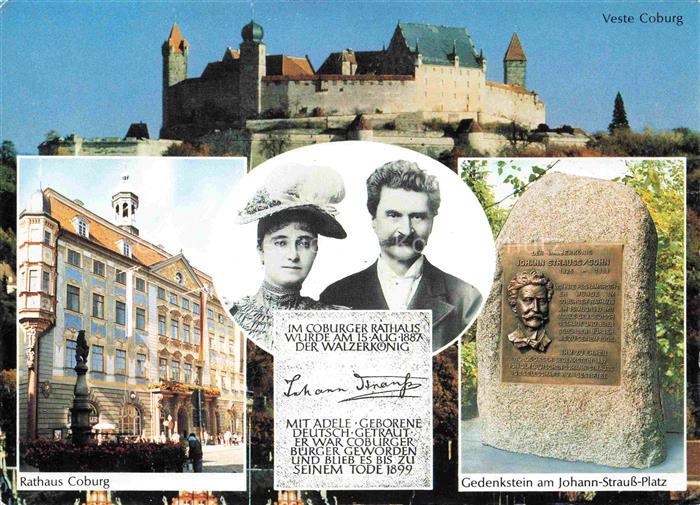 Coburg Bayern Veste-Coburg Rathaus Johann-Strauss-Platz Gedenkstein Burg Portrae