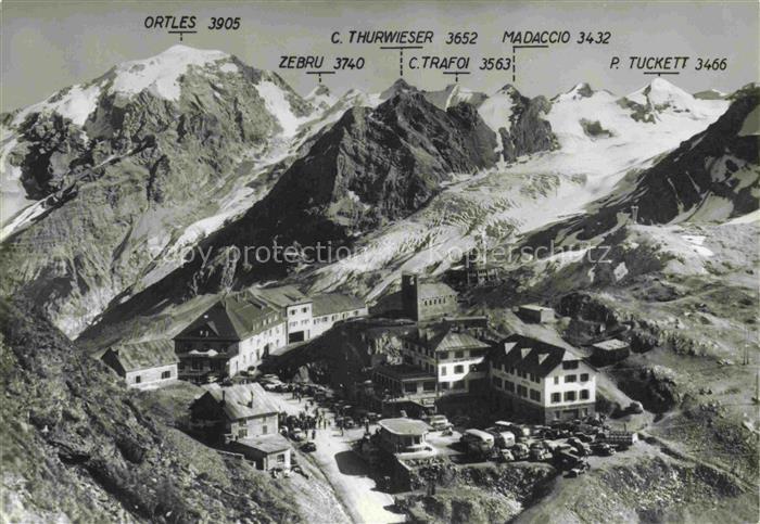 Stilfserjoch 2750m Passo dello Stelvio IT Ortles Zebru C-Thurwieser Madaccio C-T